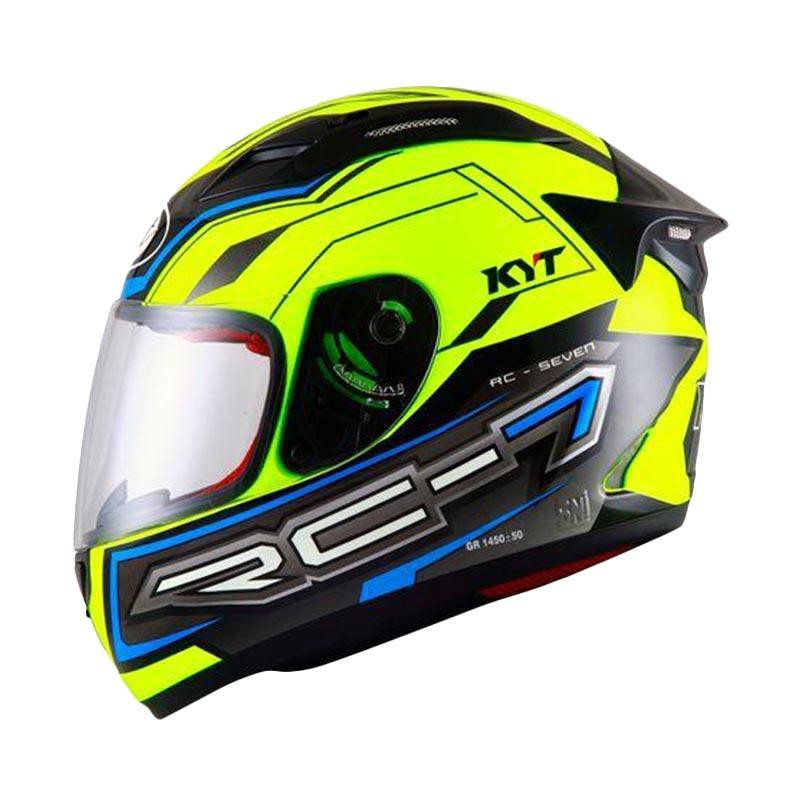 Helm KYT RC Seven #14 - Yellow Fluo/Black/Blue | Shopee Indonesia