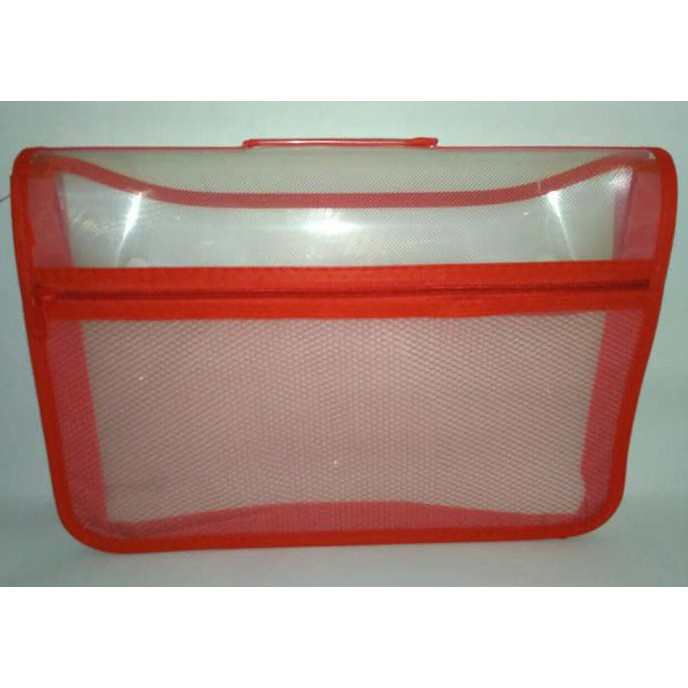 Termurah Map Plastik Zipper Bag Kancing Dua Tenteng Atas Folio - Merah Offic