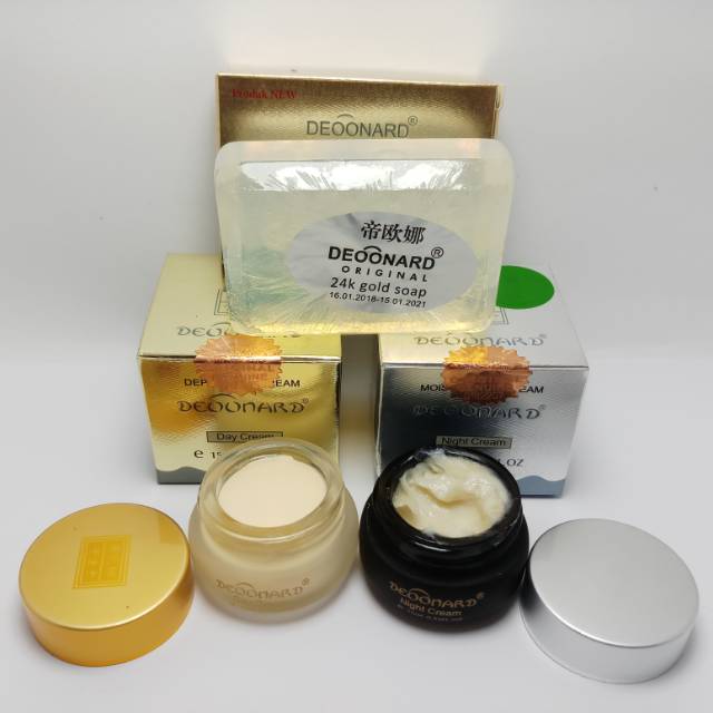 PAKET CREAM DEOONARD GOLD SIANG &amp; MALAM + SABUN