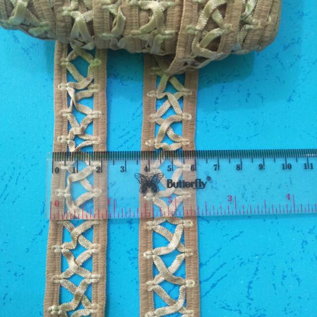 PER METER RENDA PITA SERUT WARNA COKLAT MOCCA 2CM