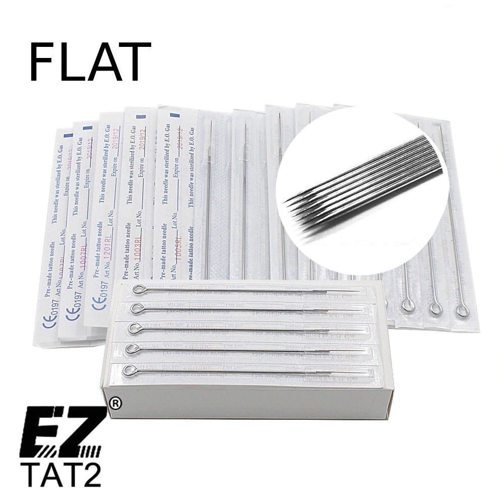

PRODUK IMPORT 100PCS Tattoo Needles Flat Shader 5F,7F,9F,11F,13F,15F MIXED ASSORTED Disposable