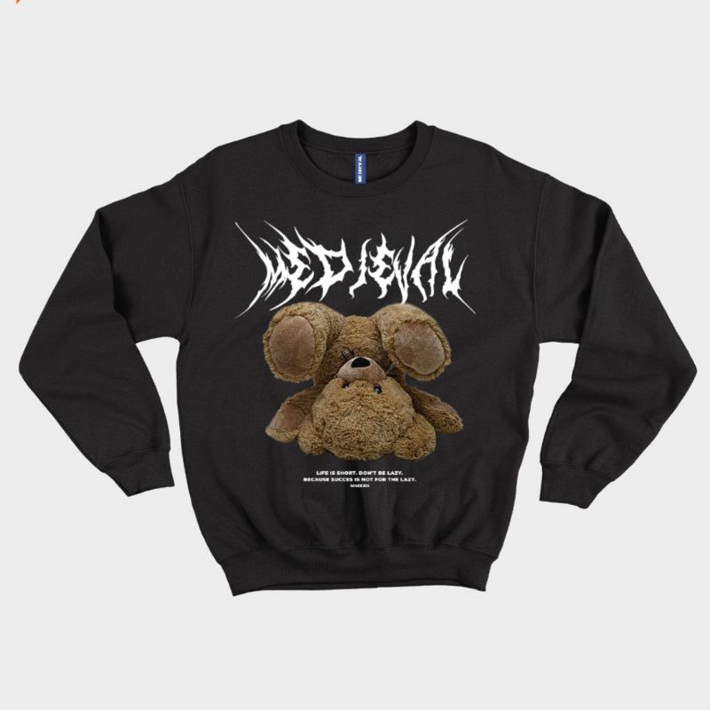 Sweater Baby bear Black | Crewneck MEDIEVAL Sweatwear Brand Local Sweatshirt | vintage Aesthetic | S
