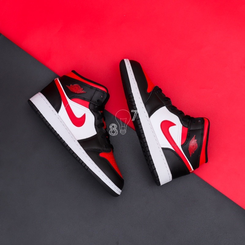 Air Jordan 1 Mid Black Fire Red GS Women