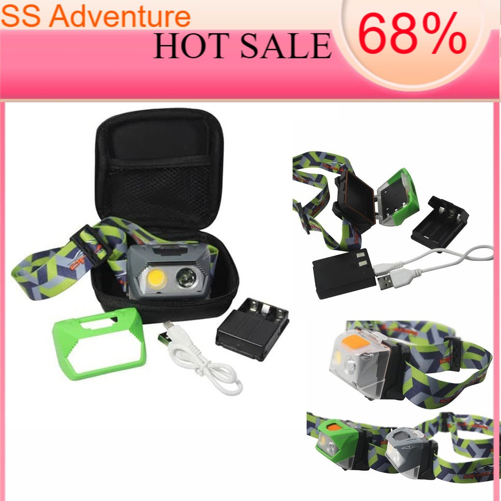 Senter Kepala Headlamp Dhaulagiri Charger dan Baterai Waterproof 618
