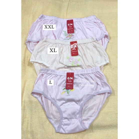 (1 pcs/ 3 pcs) Cd Golden Nick Katun Bordir | Celana Dalam Wanita GN