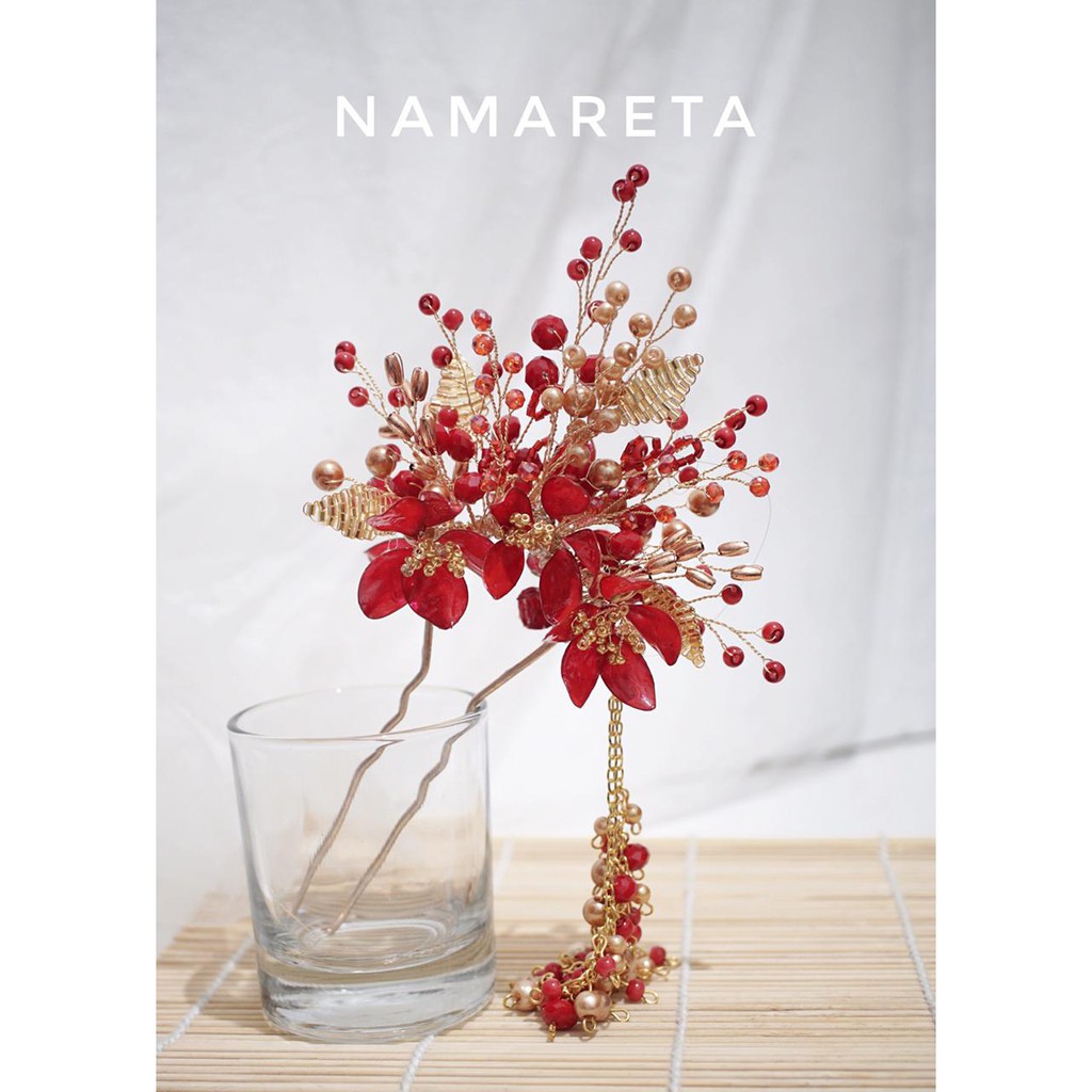 CNY 16 Red Namareta TUSUK KONDE SANGJIT HAIRPIECE CHINESE HAIRPIN AKSESORIES RAMBUT  CHEONGSAM
