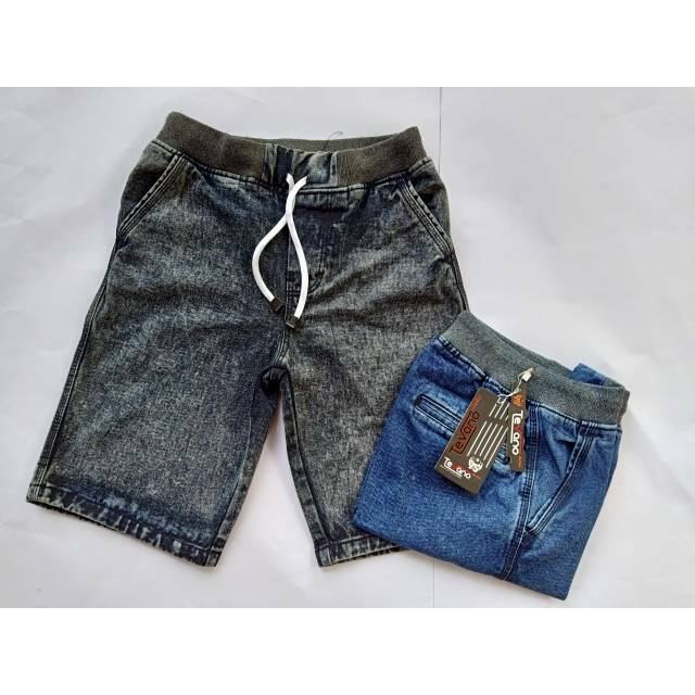 Celana Jeans Rip Pendek Pria Brended Original Tevano Hitam Bluejeans pakai tali pinggang karet