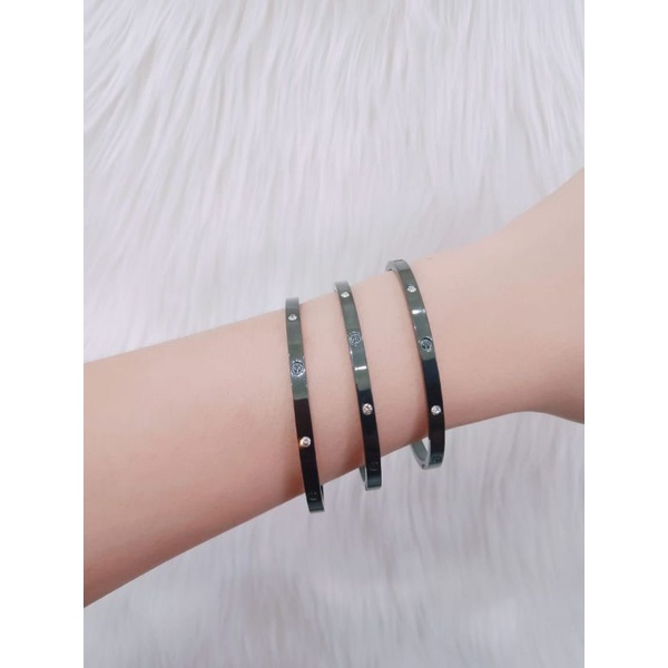 Gelang Bangle Titanium Wanita Set Embos Terlaris