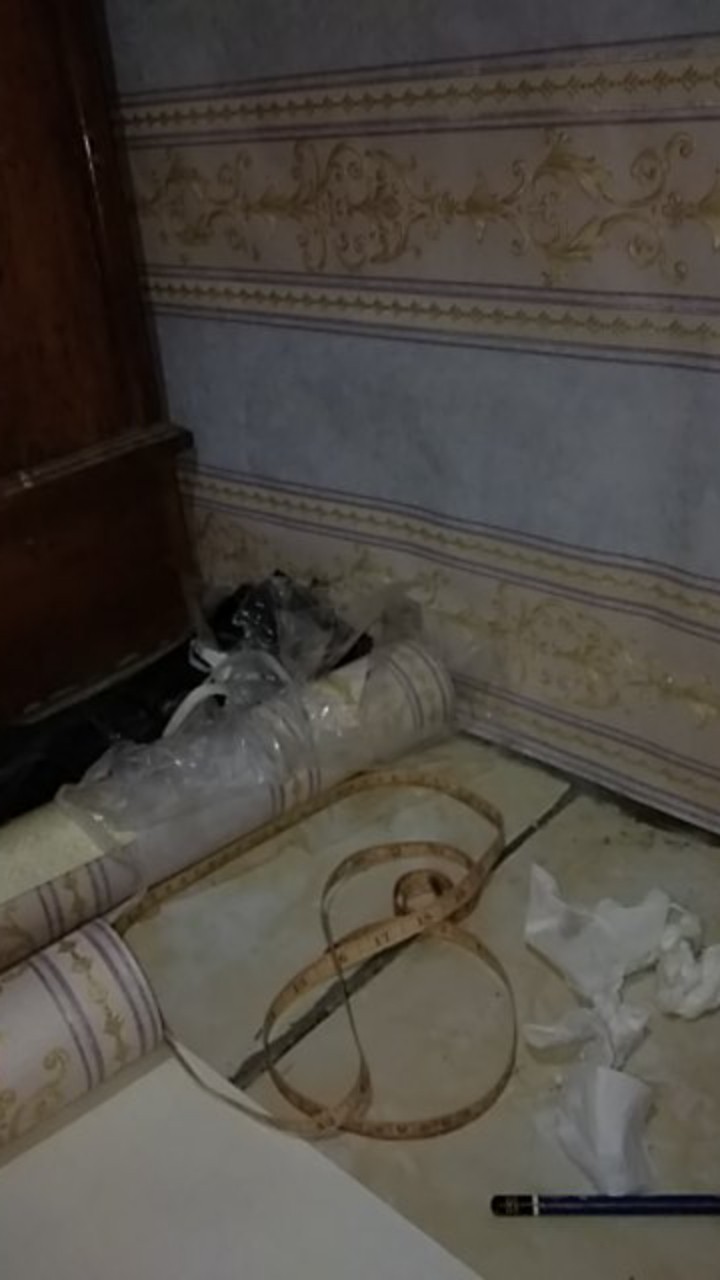 Sale!!! Wallpaper Krem Biru Garis Klasik Embossed, Bukan Sticker