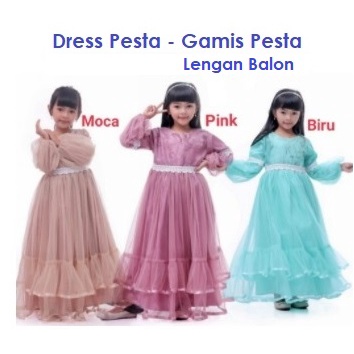Gamis pesta anak / Baju Pesta Anak / Gaun Pesta Anak Muslim Umur 2 Tahun - 15 Tahun