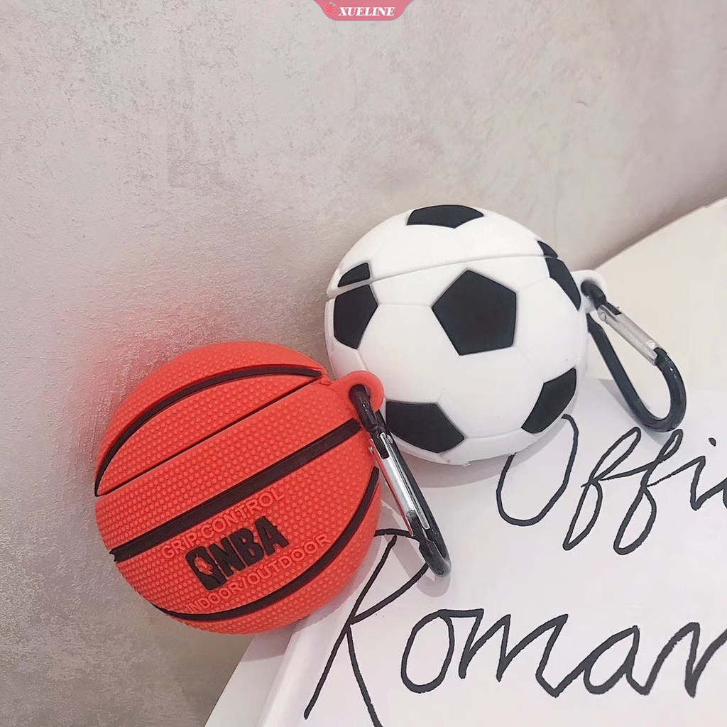 Casing Soft Case Silikon Motif Bola Basket / Sepak Untuk AirPods 1 / 2