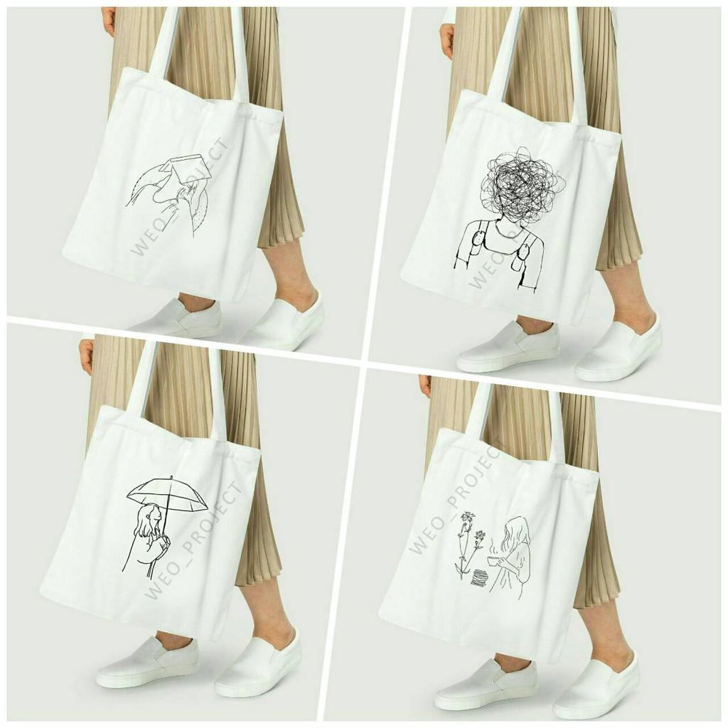 TOTE BAG KANVAS MURAH / TOTE BAG WANITA / TOTE BAG MOTIF ABSTRAK