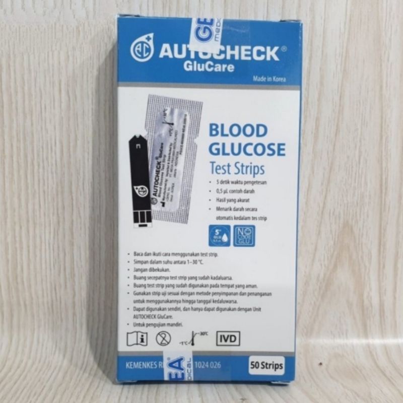 Test Strip Blood Glucose Autocheck Glucare / Strip Autocheck Gula Darah Isi 50 Strip