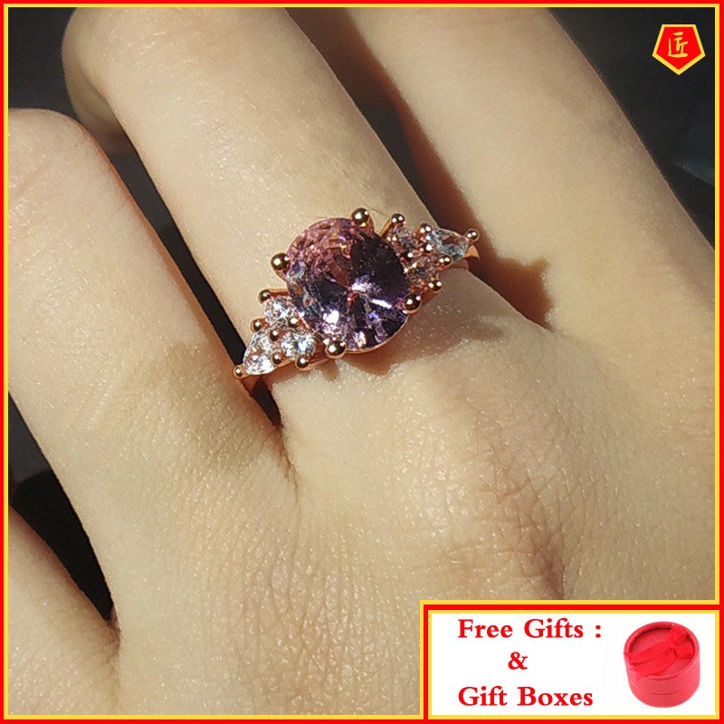 Cincin Rose Gold 18k Dengan Berlian Imitasi Untuk Wanita