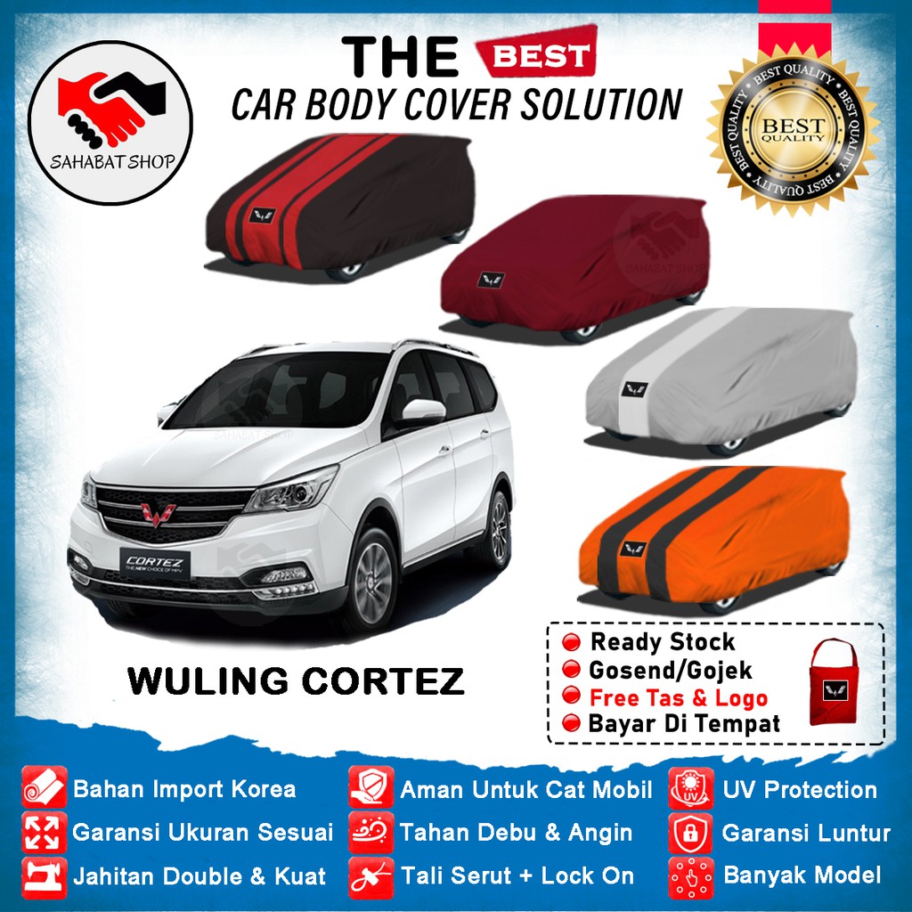 Sahabat Body Cover Mobil Cortez / Sarung Penutup Wuling Cortez Outdoor 2017 2018 2019 2020 / Tutup Mantel Mantol Jas Selimut Kerudung Kerodong Kelambu Terpal Bungkus Pelindung Mobil Cortez Anti Air Waterproof Model Biru