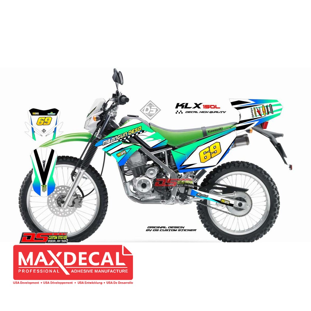 Striping Decal KLX S L Biru Putih