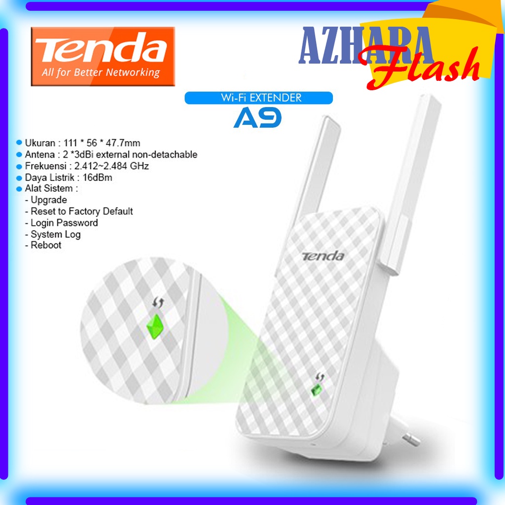 PENGUAT SINYAL WIFI Tinggal colok tanpa kabel 300 Mbps bergaransi 1 tahun, WIFI REPEATER, Tenda A9 W