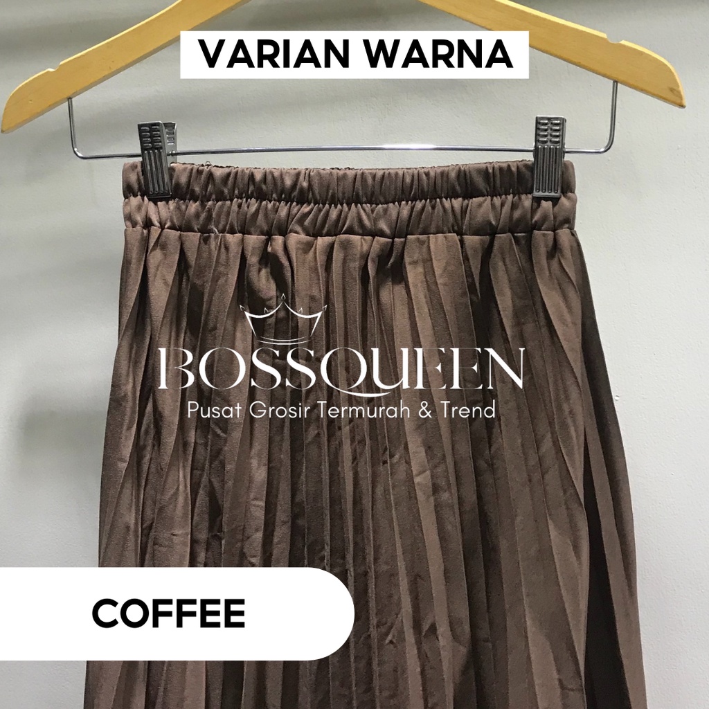 ROK PLISKET BAWAHAN PANJANG JUMBO/ROK. KERJA WANITA MUSIMAH TERMURAH TERLARIS-COFFE