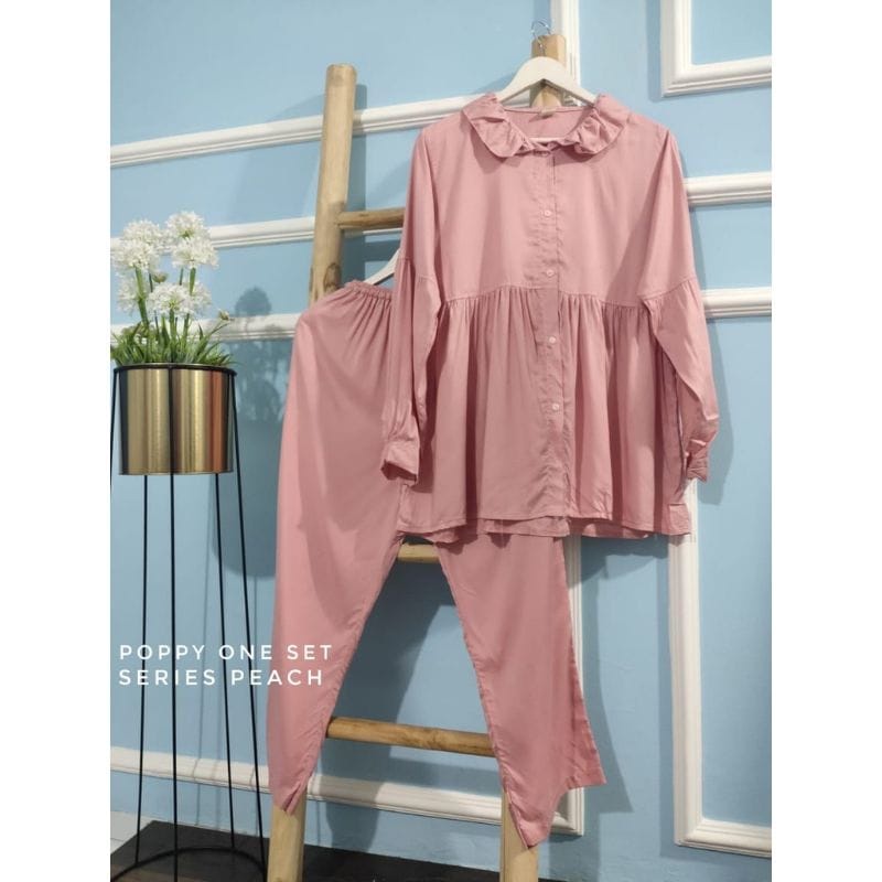 VIBELLE SHOP PIYAMA PP POPPY ONE SET HARGA PROMO SUPER MURAH STELAN POLOS WANITA BUSUI-4