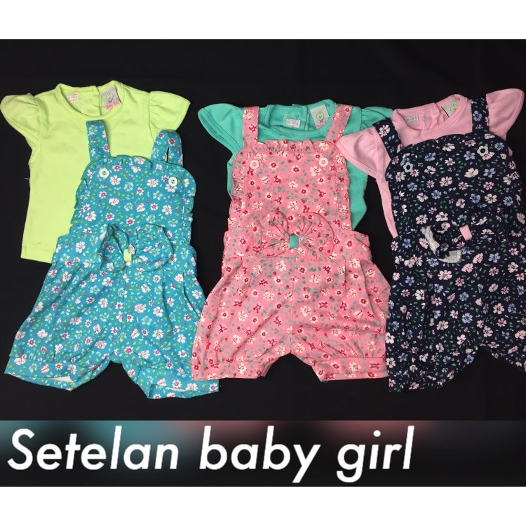Setelan Kodok Overall Baby Girl Floral estimasi 0 - 12 bulan