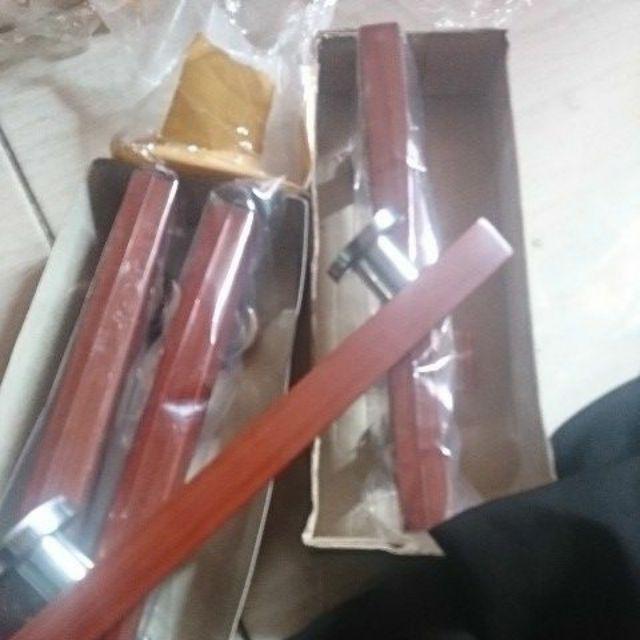 Handle Pintu Rumah Kotak 2x4 X 45 Cm Minimalis Tarikan Kayu Gagang Kunci Natural Coklat Ful Stainles