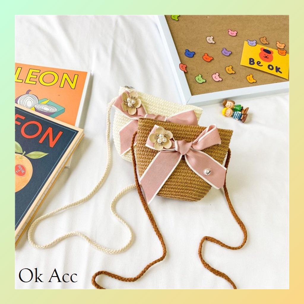Tas selempang anak FT39 wanita pink pita lucu