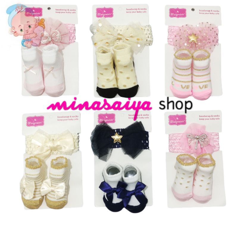 Bandana Bayi dan Kaos Kaki Bayi Perempuan Set 2 in 1