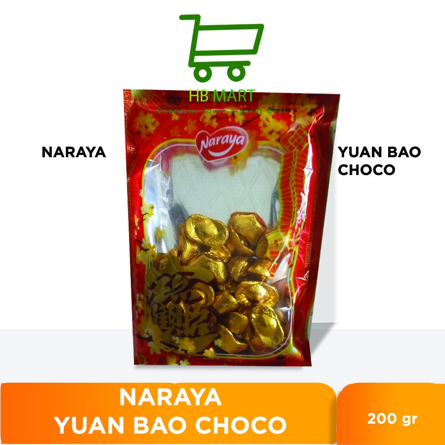 

Naraya Gold Yuan Bao Choco/ Coklat Compound Hitam Manis btk Emas 200gr