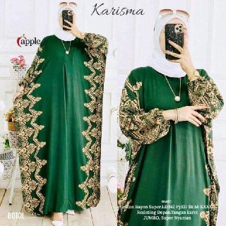 COD - Asmiranda Maxy Gamis Muslim Aurora Dress Shakila Aksen Renda Brukat Import Ld  110 Fit S - XL ( Free Bros ) Fashion Maxi Wanita Pesta Kondangan Modern Termurah Terlaris-KAFTAN KARISMA HIJAU