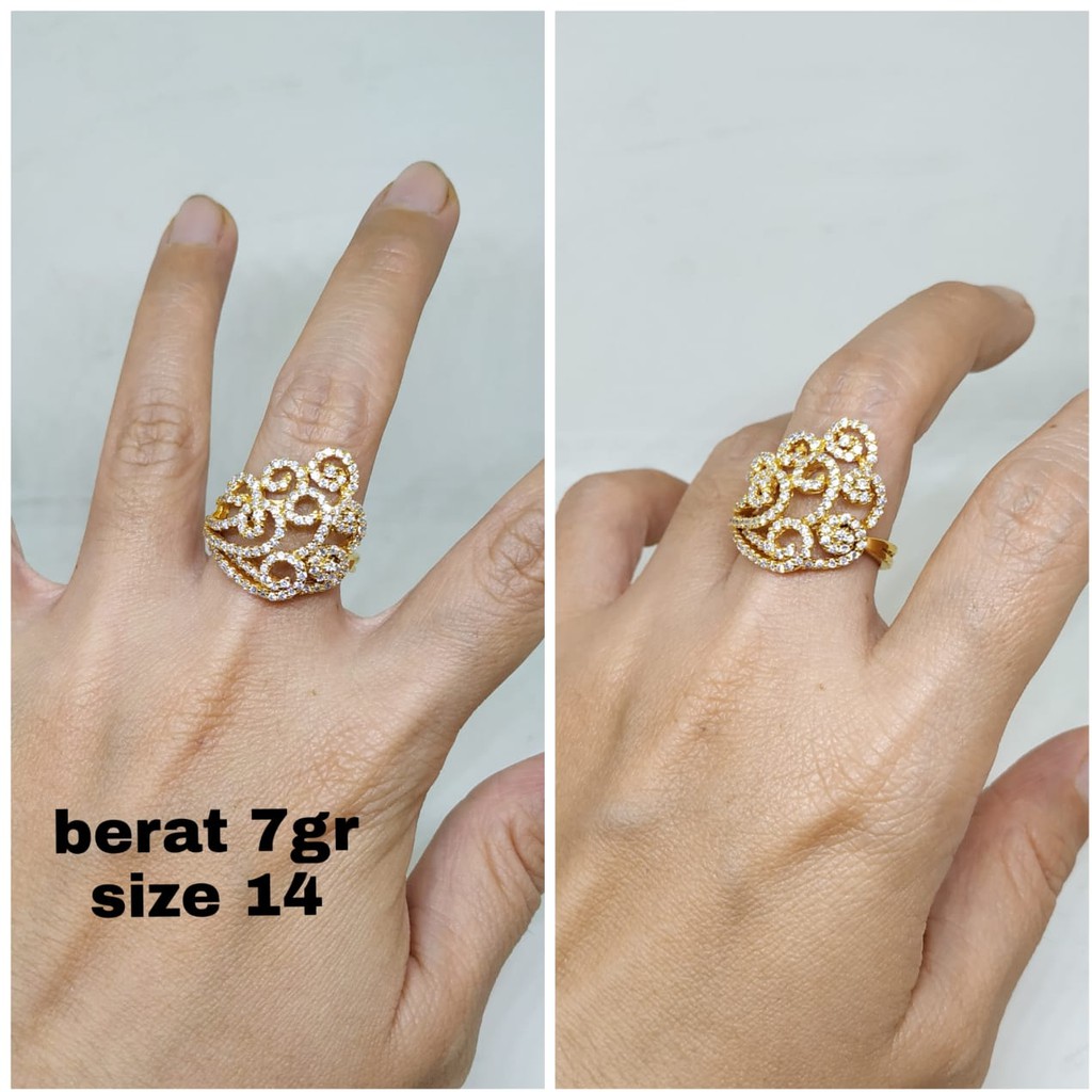 CINCIN KEMBANG PERAK ASLI LAPIS EMAS 24K S925 CC161