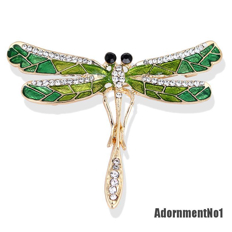 (Adornmentno1) Bros Pin Enamel Desain Capung Hias Kristal Untuk Wanita