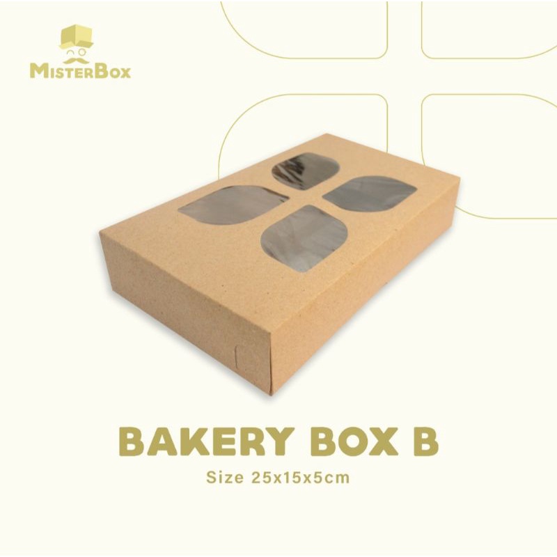 Misterbox Kraft Bakery Box B Window 25x15x5 / dus makanan