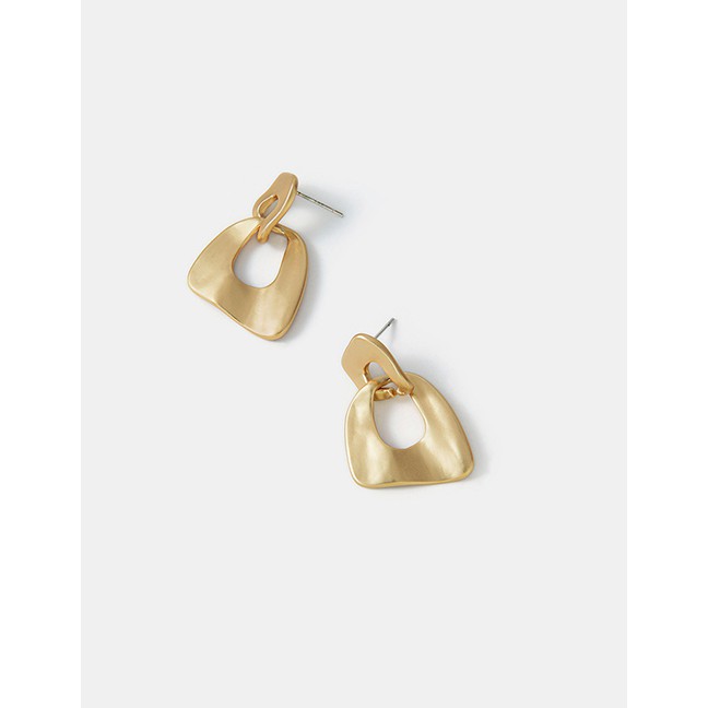 LRC Anting Tusuk Fashion Matte Golden Geometric Irregular Stud Earrings In Matte Alloy D84666