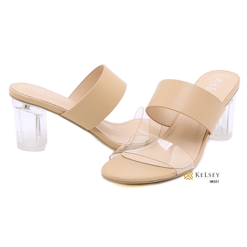 (GRATIS ALAS KAKI) Nicole Sandals Heels Wanita / Sandal Hak Kaca 8cm Kelsey HK551