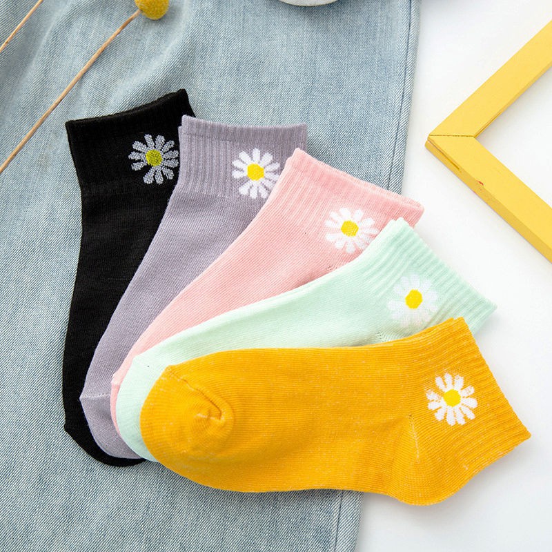 HaiWai COD KAOS KAKI ANKLE SOCK MOTIF BUNGA DAISY WARNA WARNI SEMATA KAKI U16-4