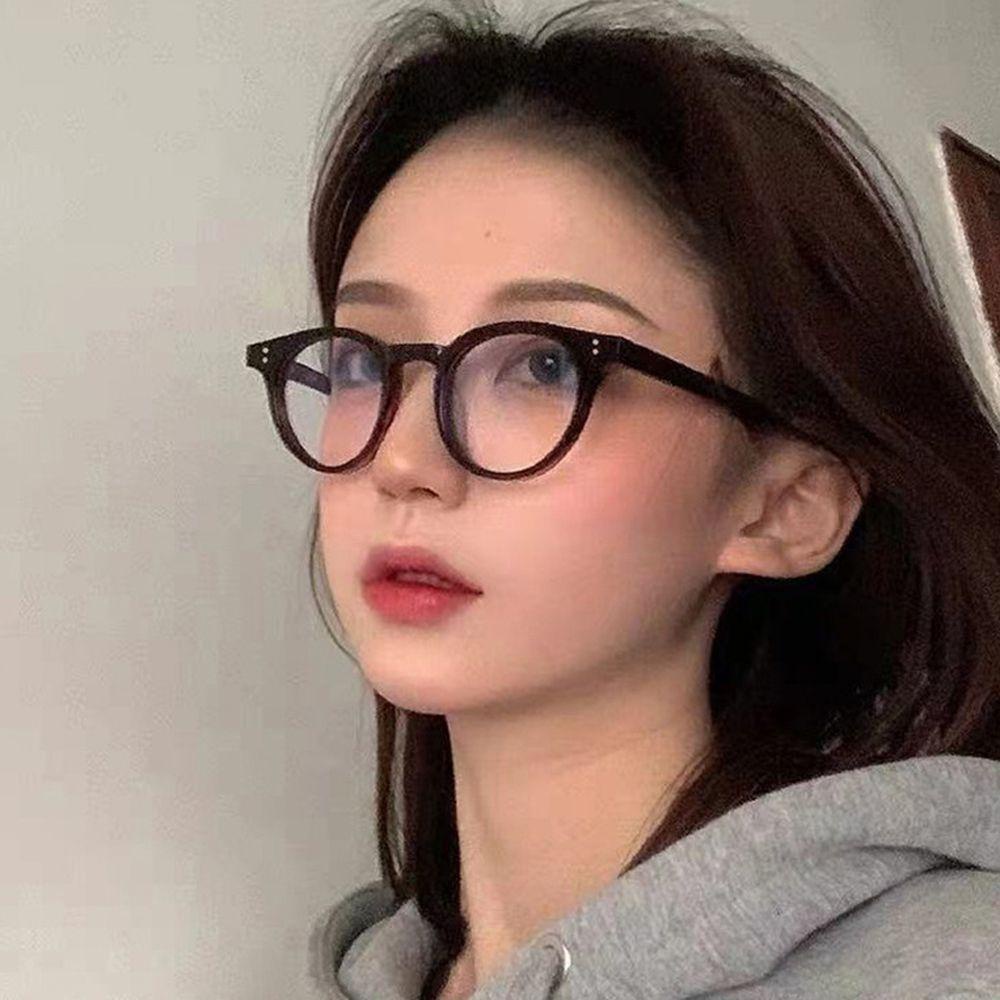 Mxbeauty Kacamata Anti-Biru Cahaya Pria Wanita Vintage Bingkai Bulat Lensa Bening 0derajat Eyewear Optical Glasses