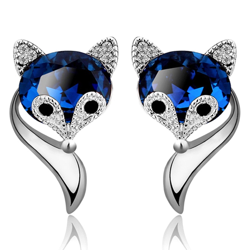 Anting Tusuk Gantung Desain Rubah Hias Kristalzircon High Quality Untuk Wanita