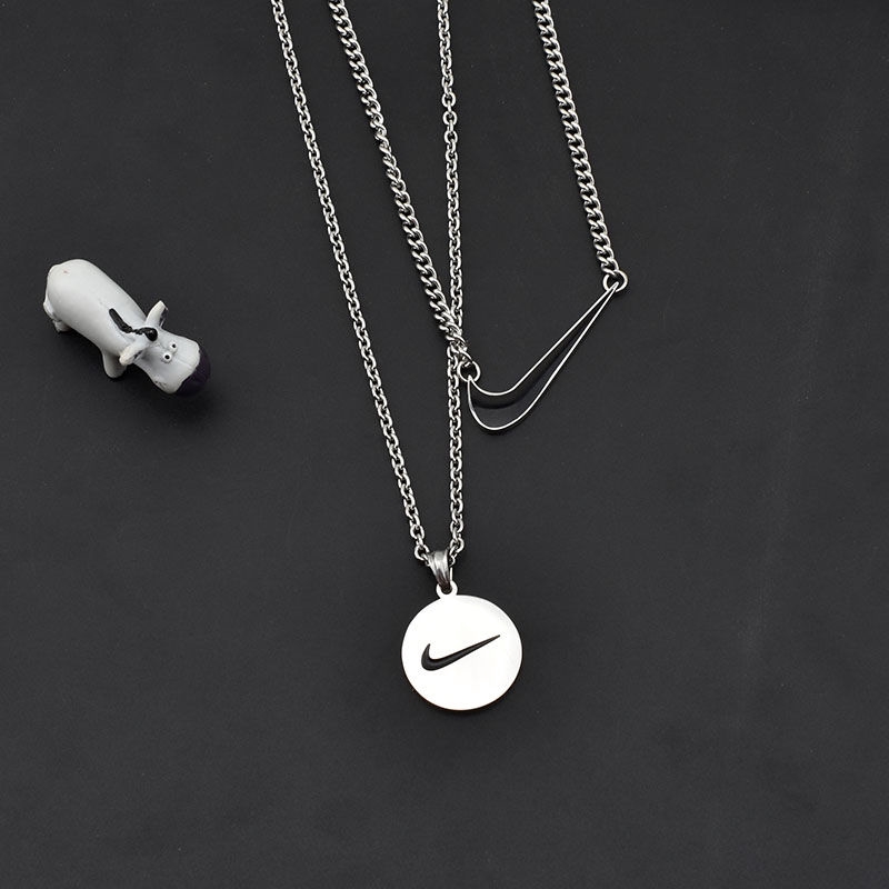 Hook Necklace Round Tag Pendant Tide Hip Hop Titanium Steel Harajuku Personality