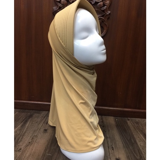 Hijab Sport Linear. Bergo Pendek, Bergo Sekolah-kuning muda