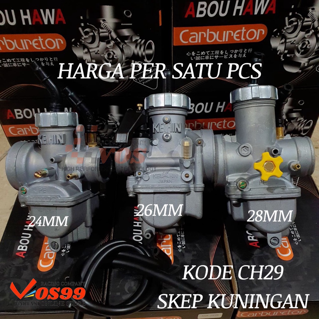 KARBURATOR KARBU ABOU HAWA PE 28 26 24 MM KEIHIN KODE CH29 SKEP KUNINGAN GAMPANG DI SETTING