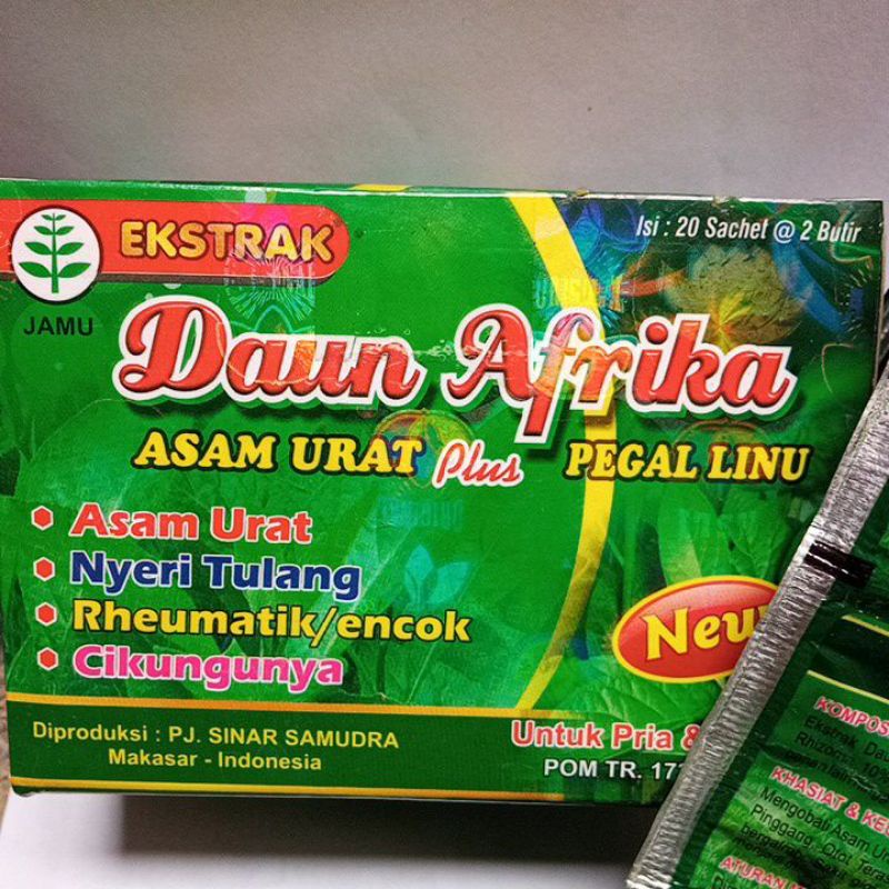 

New EXTRACT DAUN AFRIKA mengobati rheumatik asam urat pegal linu encok nyeri sendi sakit GIGI DLL