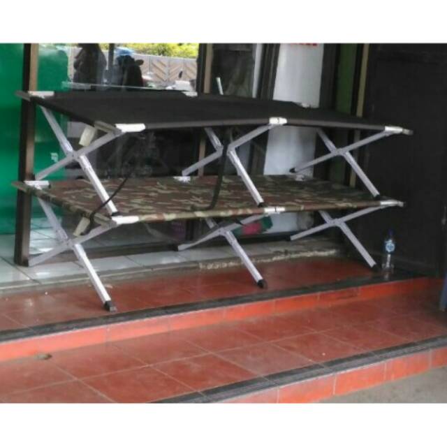 Velbed Aluminium | Tempat tidur portable - HITAM ONLY