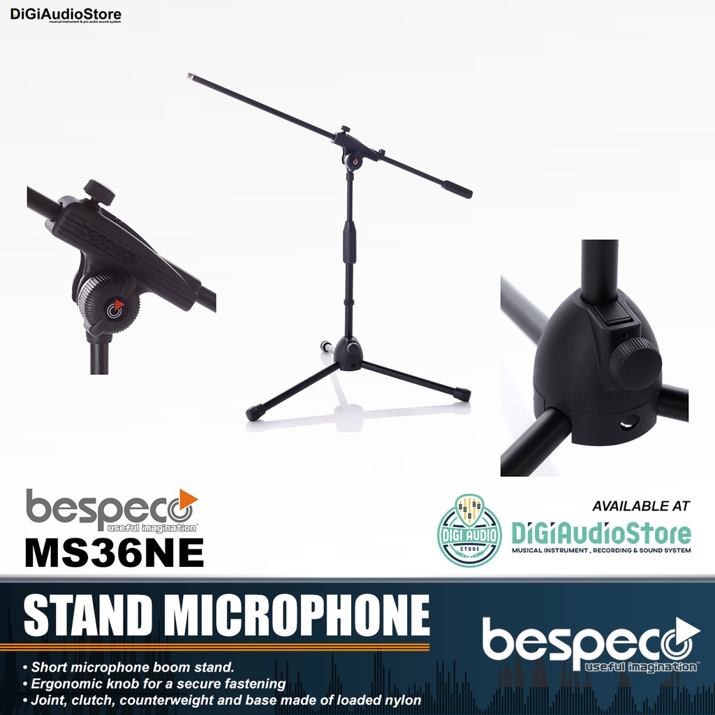 Stand Tripod Microphone Pendek BESPECO MS36NE Mic Todong Drum Cajon / Stand Mic Pendek