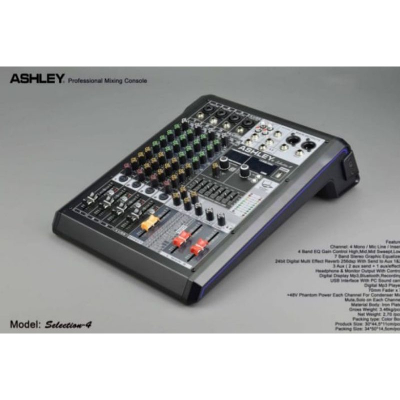 Mixer Audio Ashley 4 Channel Selection-4 Bluetooth Equalizer Original