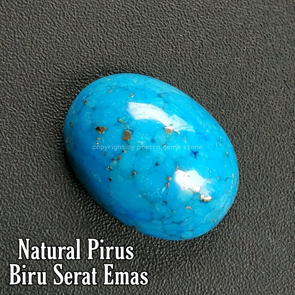 NATURAL BATU AKIK PIRUS BIRU XIN JIANG TURQUOISE SERAT EMAS