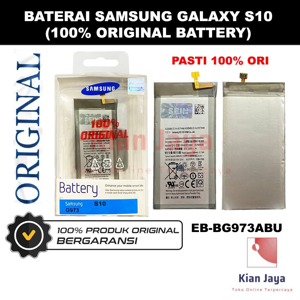 [Garansi 100% Ori] Baterai Samsung Galaxy S10 / Batre Batrai Battery Hp EB-BG973ABU Original