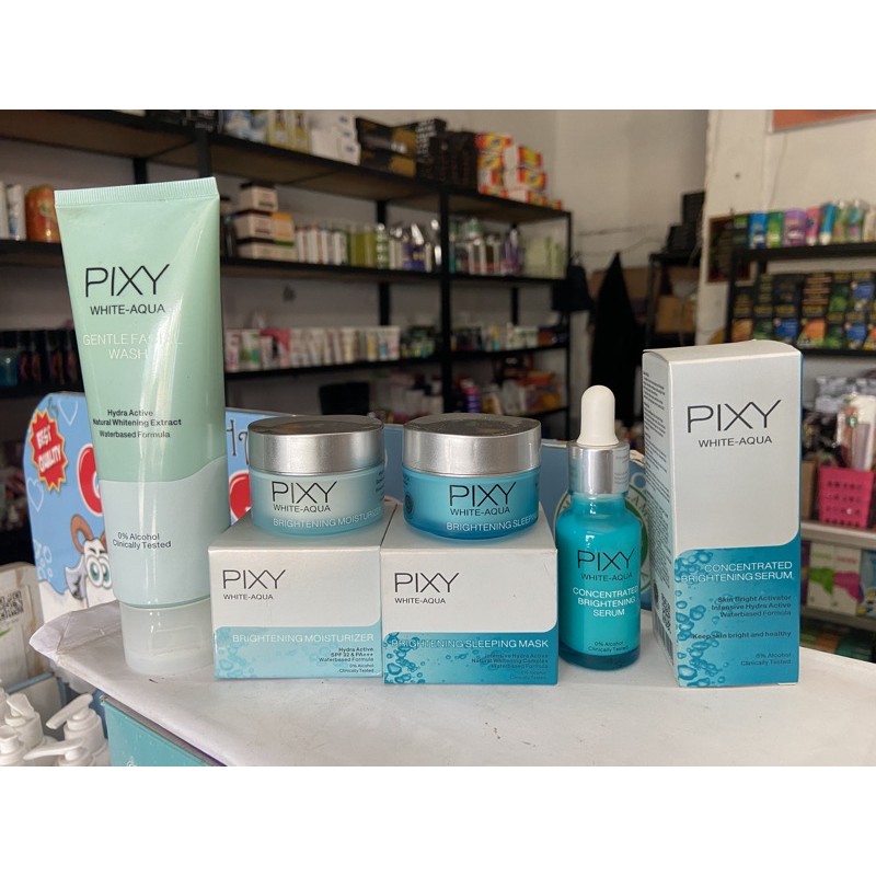 paket lengkap 4in1 pixy brightening -- pixy white aqua paket komplit 4in1