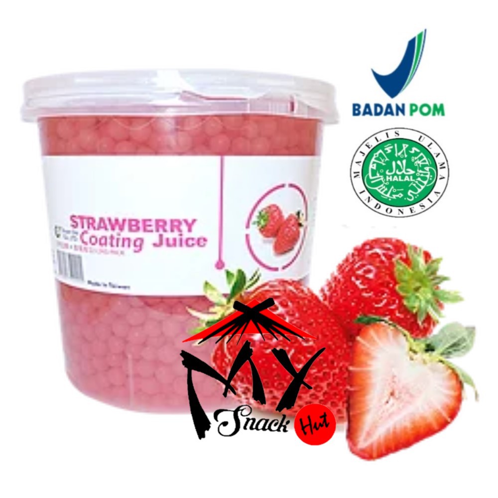 STRAWBERRY COATING JUICE 3.3KG - POPPING BOBA TAIWAN - TOPPING MINUMAN POPING BABEL TOPING STROBERI BUBBLE MATANG MELETUS PECAH HALAL MUI