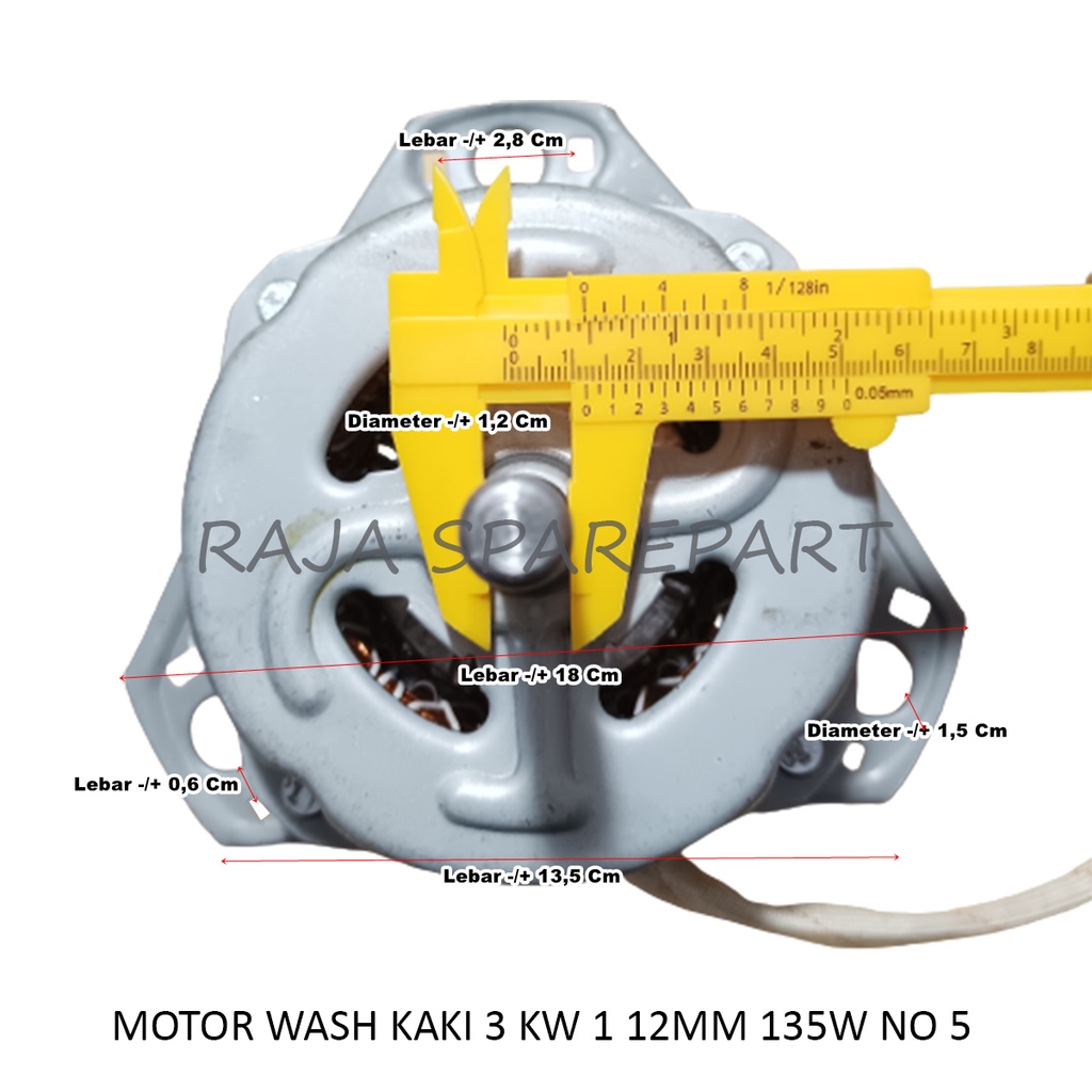 MOTOR WASH/ DINAMO PENCUCI MESIN CUCI KAKI 3 TEMBAGA AS 12MM 135W NO 5 MERK TINS