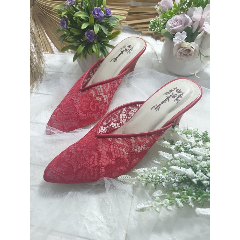 sepatu johana merahcabe 7cm lancip